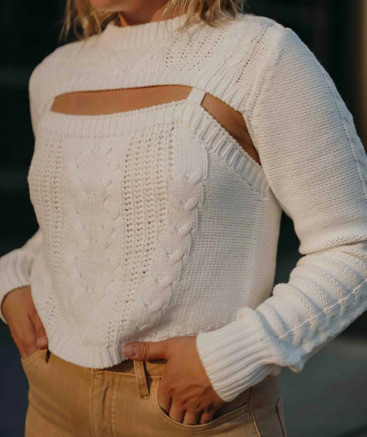 2-Piece Crew Sweater In White