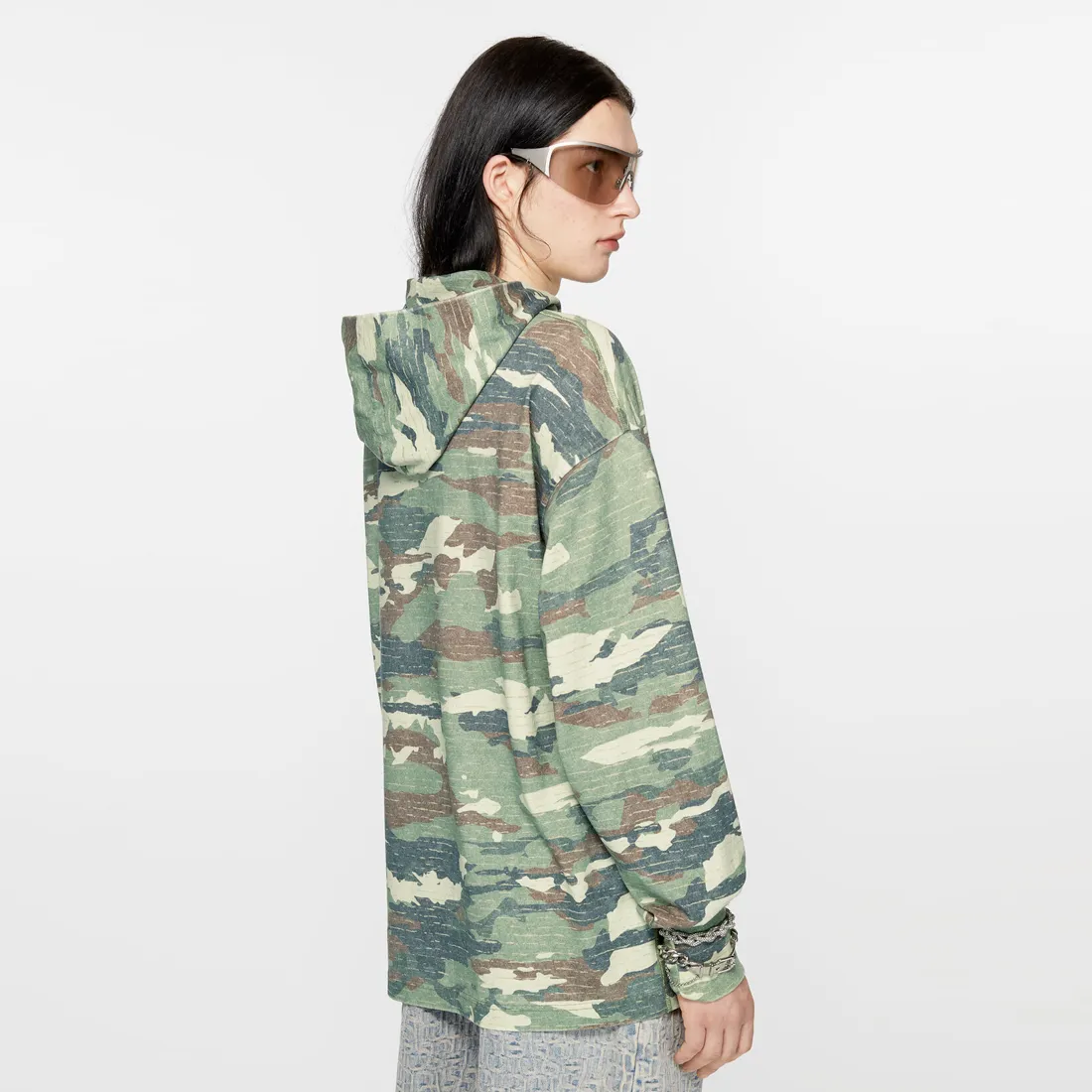 Acne Studios Print Logo Hoodie Khaki Green