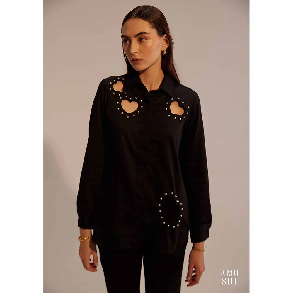 AMOSHI Black Embellished/Sequined Amore Shirt