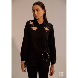 AMOSHI Black Embellished/Sequined Amore Shirt