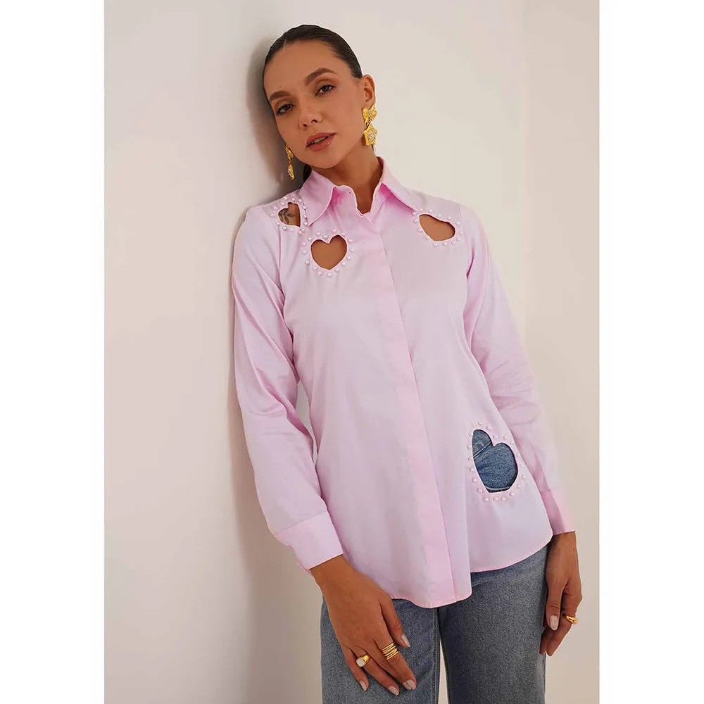 AMOSHI Pink Embellished/Sequined Amore Shirt