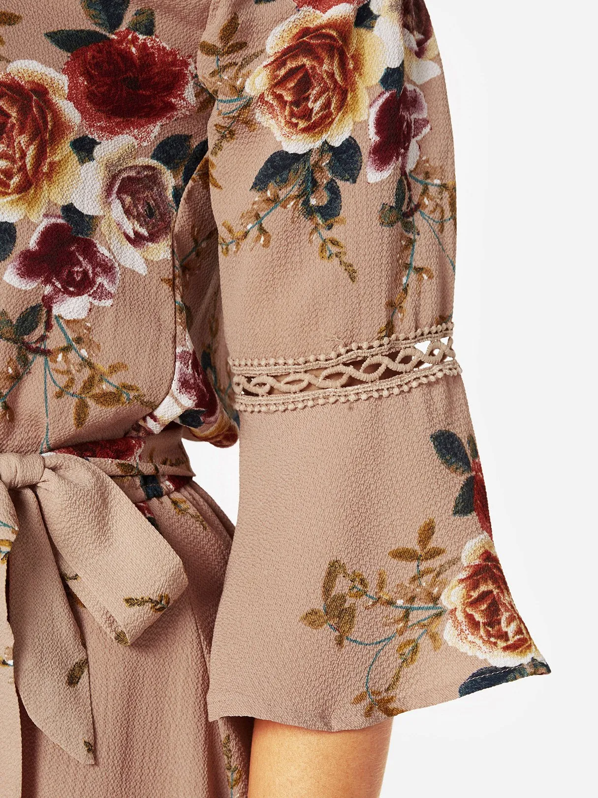 Apricot Off The Shoulder Half Sleeve Floral Print Irregular Hem Dresses