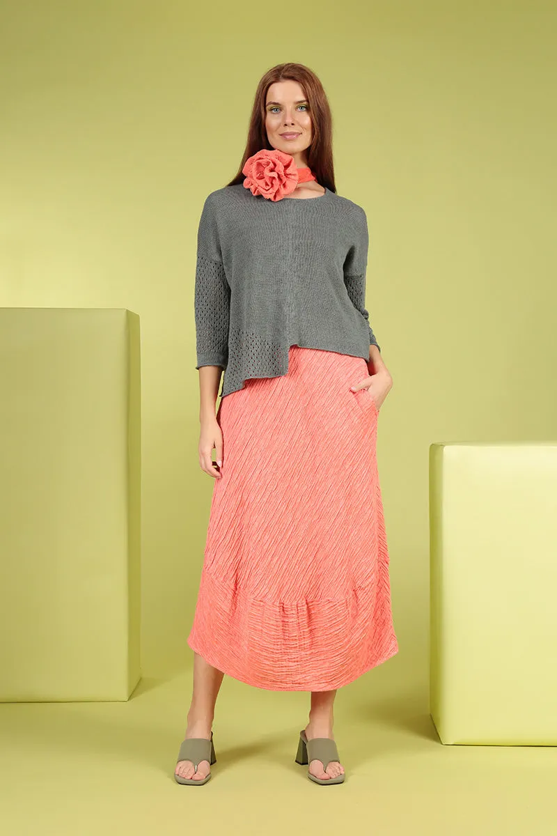 Asymmetric Sage Linen Jumper