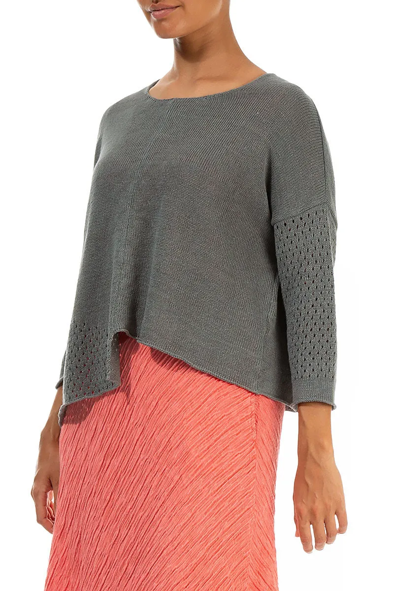Asymmetric Sage Linen Jumper