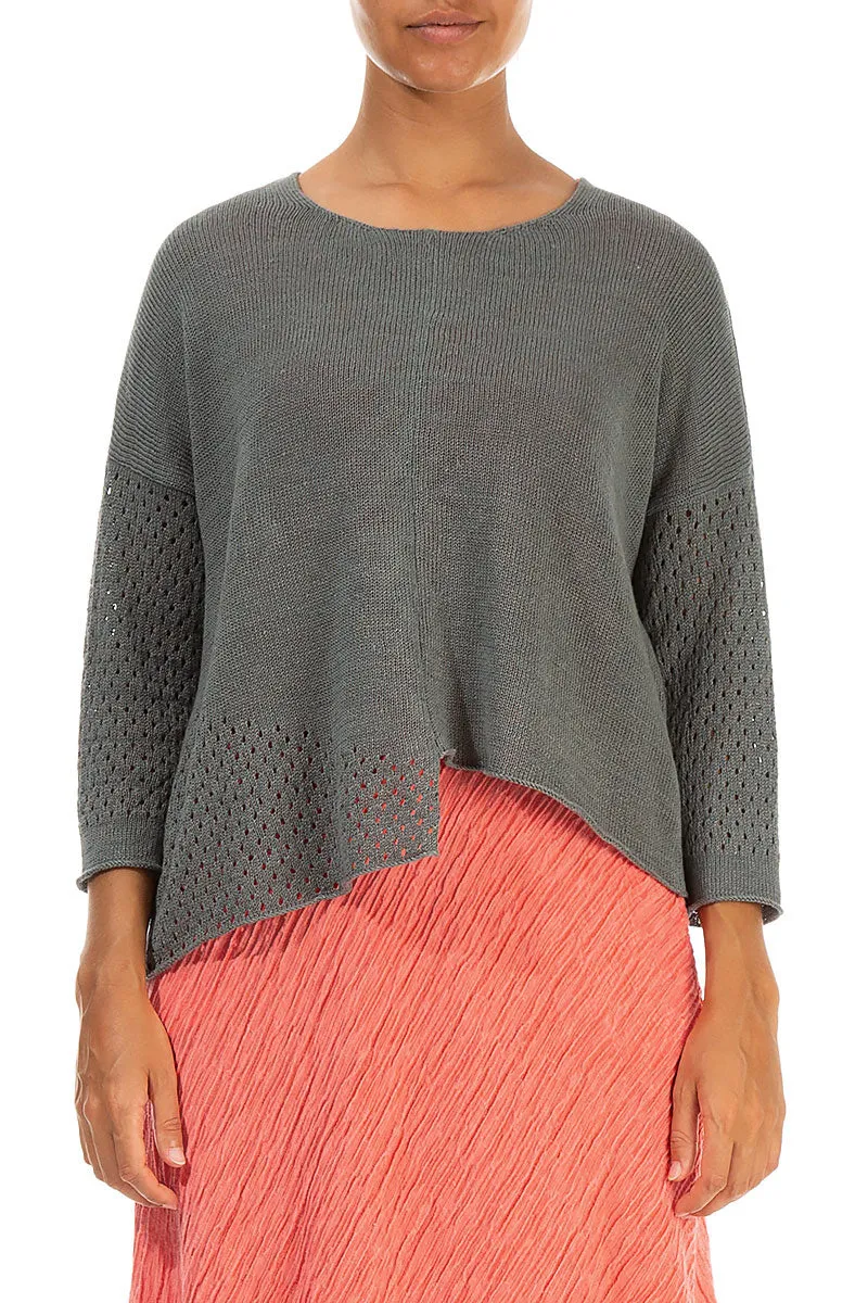 Asymmetric Sage Linen Jumper