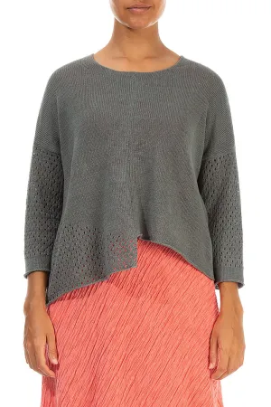 Asymmetric Sage Linen Jumper