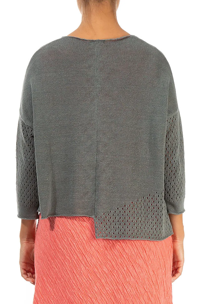 Asymmetric Sage Linen Jumper