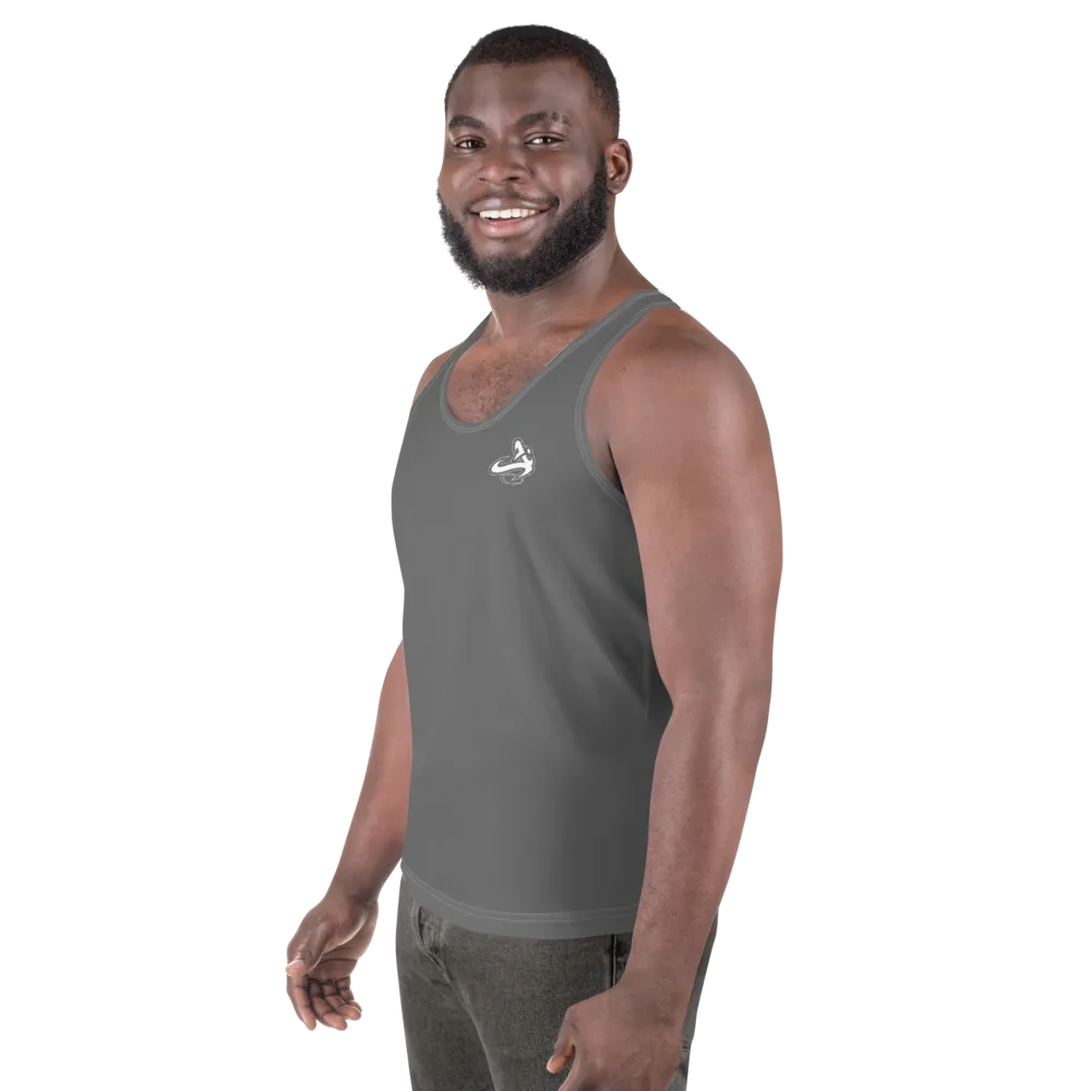 Athletic Apparatus Grey White logo White stitch Unisex Tank Top