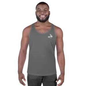 Athletic Apparatus Grey White logo White stitch Unisex Tank Top