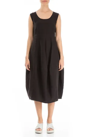 Balloon Black Linen Dress