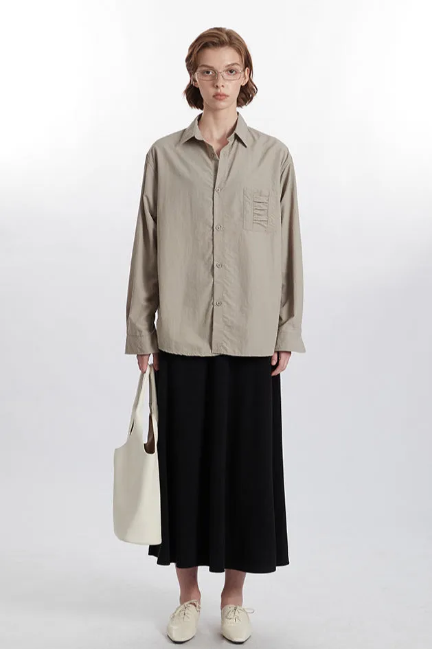 Beige Oversized Button-Down Shirt