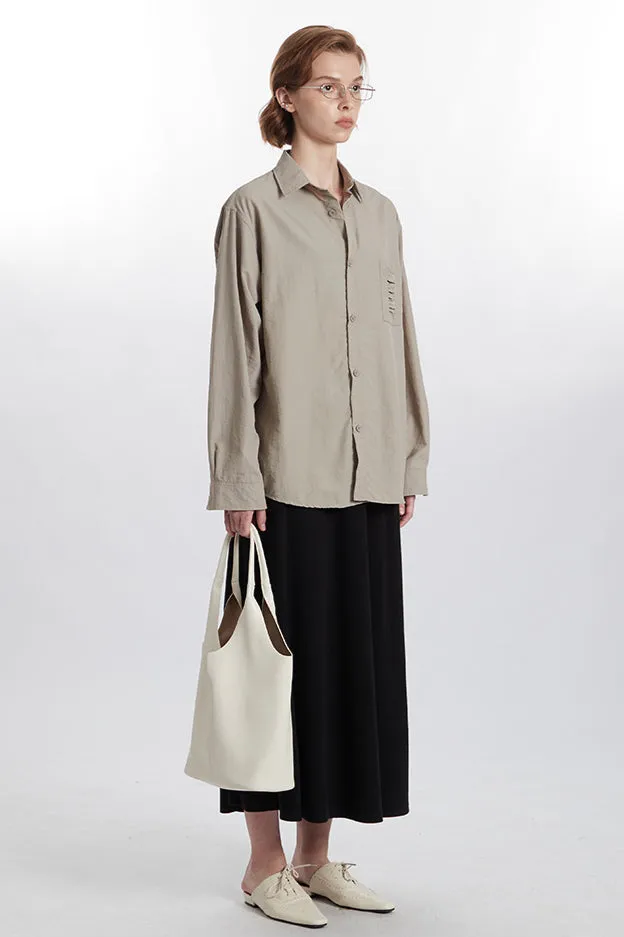 Beige Oversized Button-Down Shirt