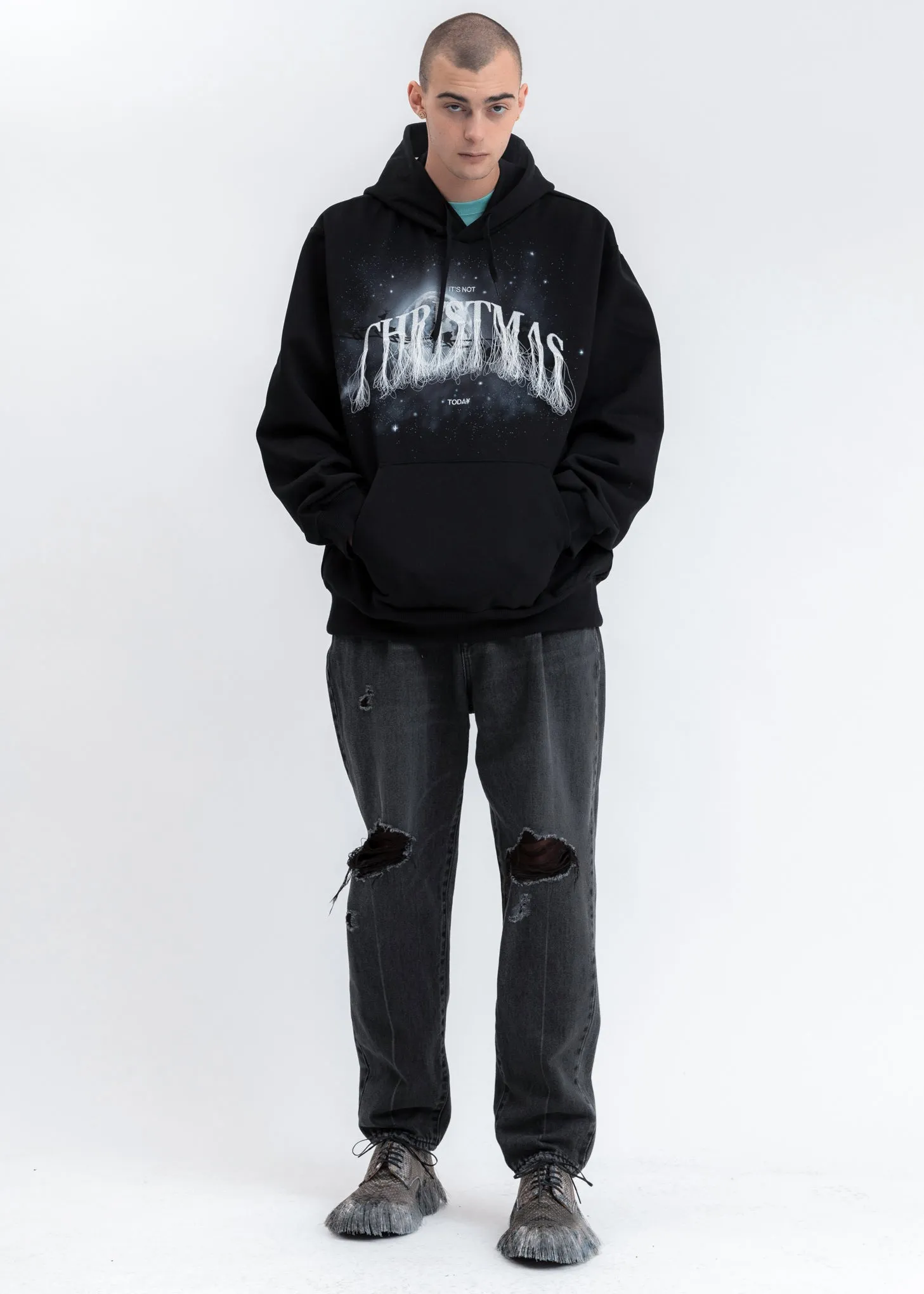 Black Not Christmas Embroidery Hoodie