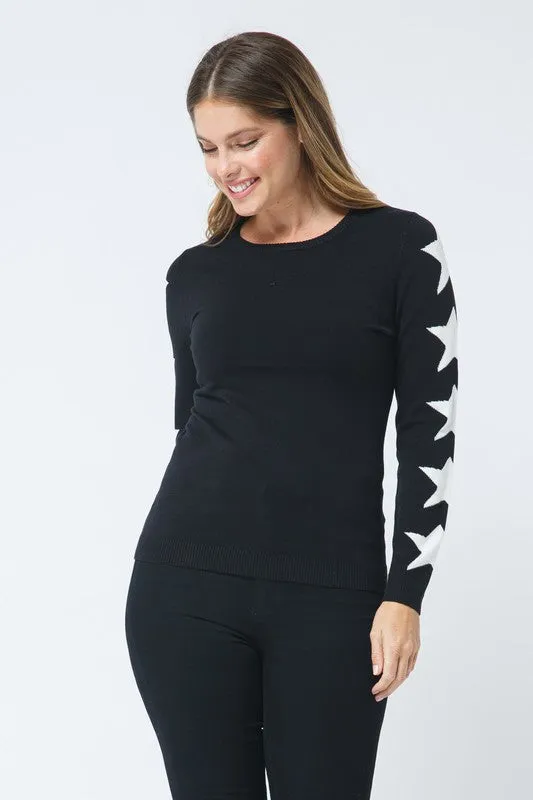 Black Star Sleeve Knit Sweater