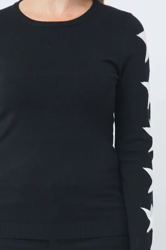 Black Star Sleeve Knit Sweater