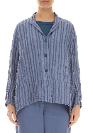 Blue Nova Checkered Linen Cotton Jacket