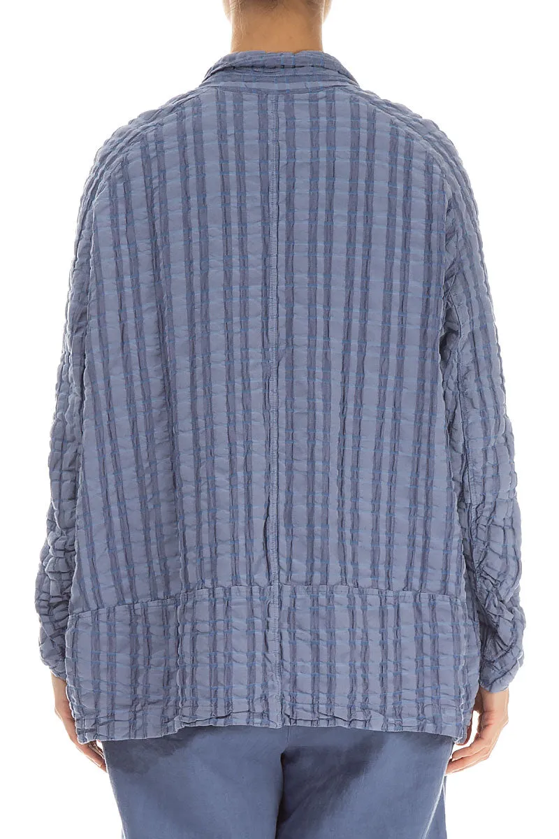 Blue Nova Checkered Linen Cotton Jacket