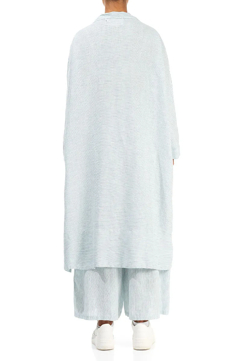 Boxy Blue Striped Linen Jacket