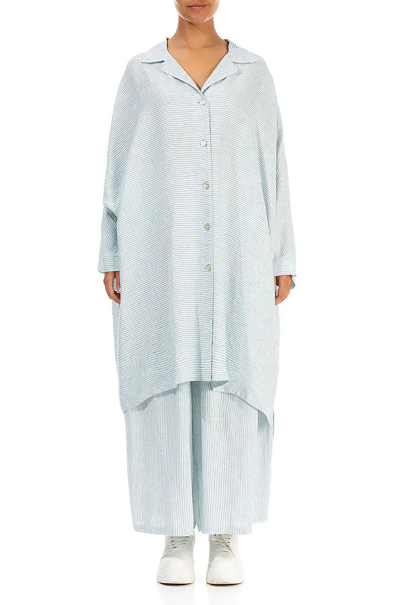 Boxy Blue Striped Linen Jacket