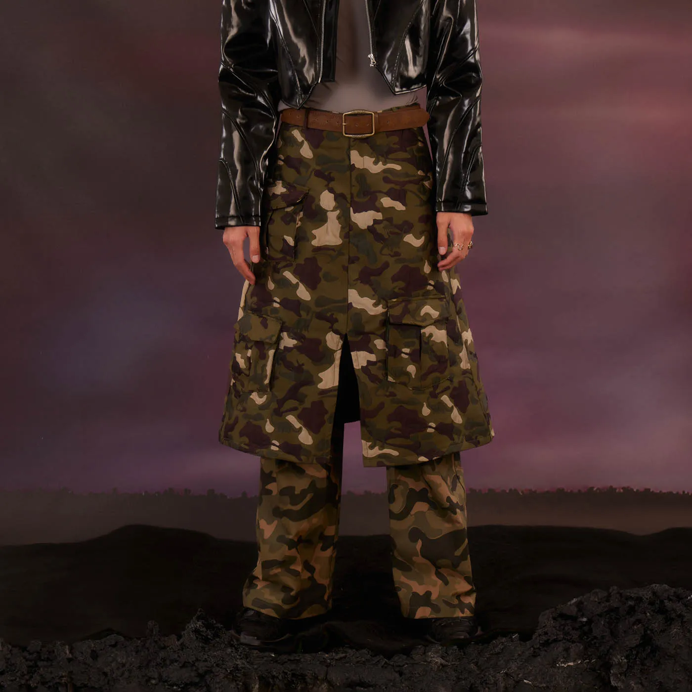 Camo Skirt Overlay Pants