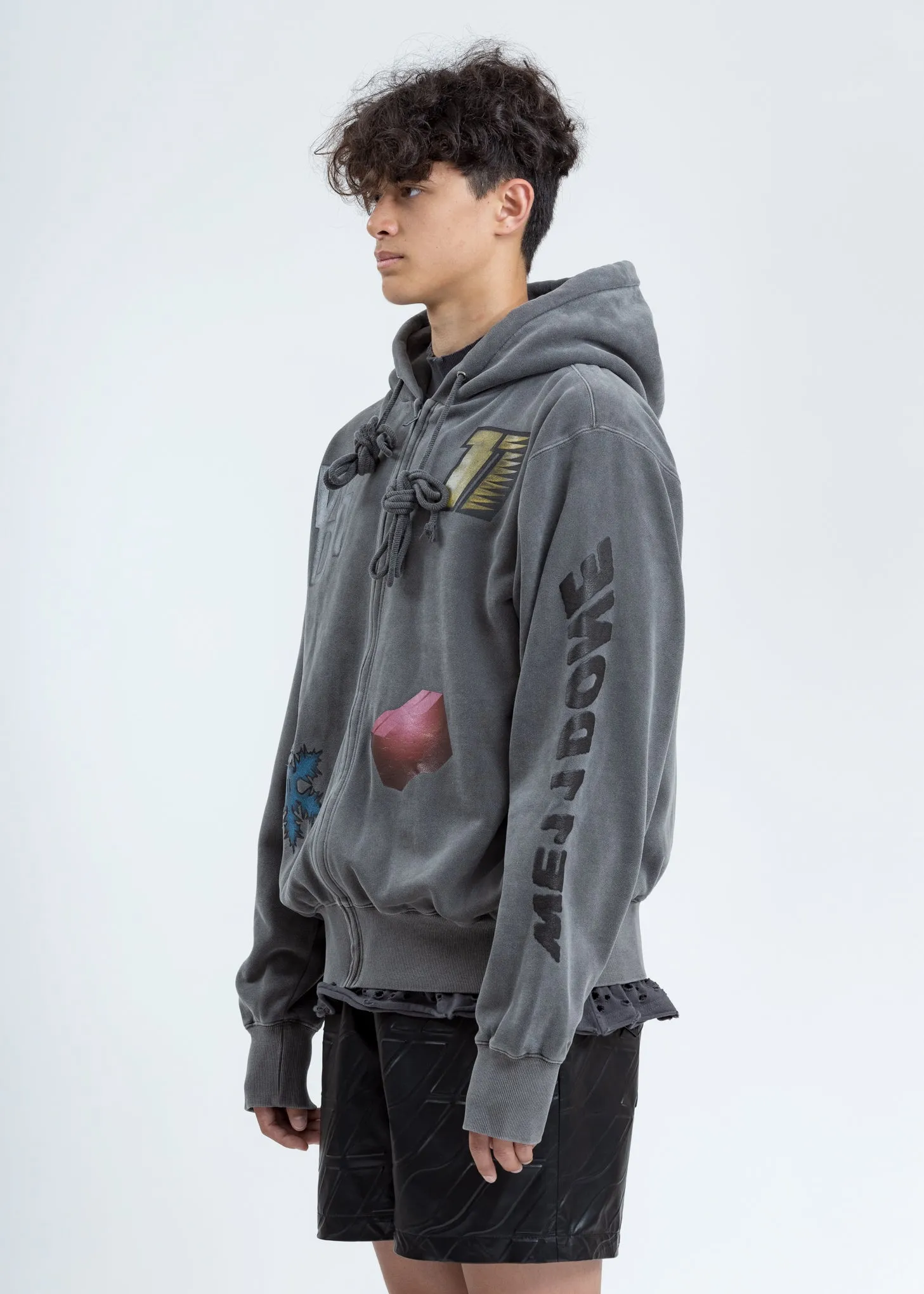 Charcoal Multi Logo Zip-Up Hoodie