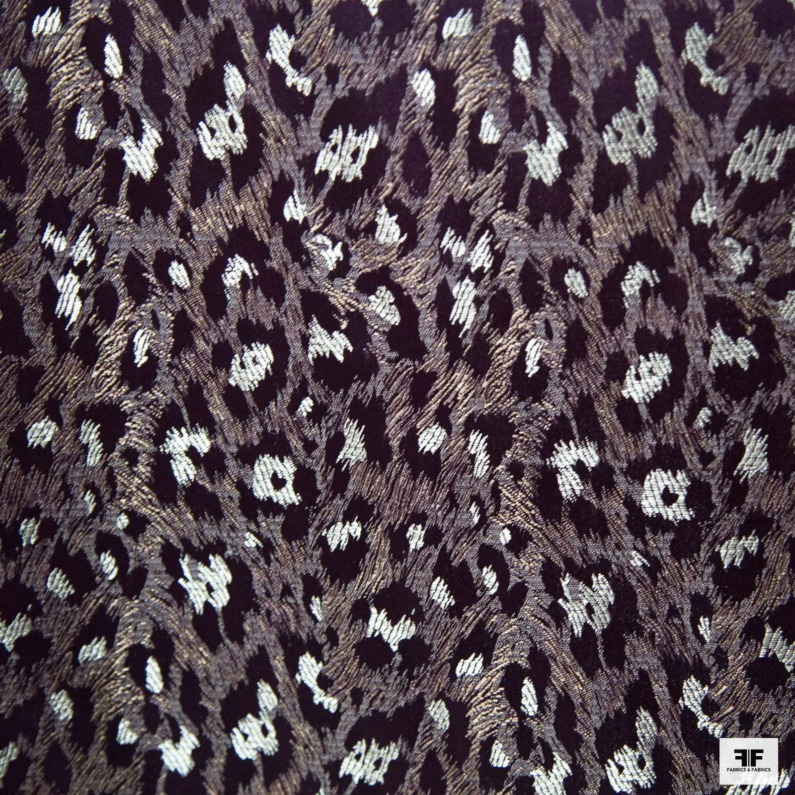 Cheetah Pattern Heavy Rayon-Poly Satin - Eggplant Purple / Gold