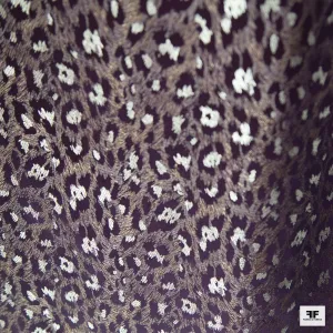 Cheetah Pattern Heavy Rayon-Poly Satin - Eggplant Purple / Gold