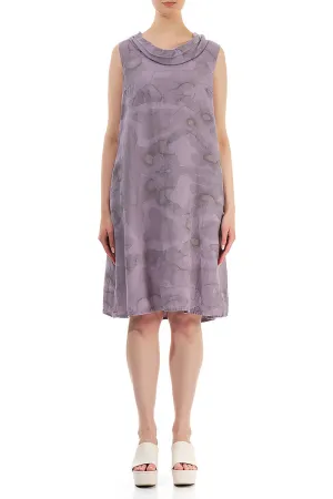 Cowl Neck Camomile Lavender Linen Midi Dress