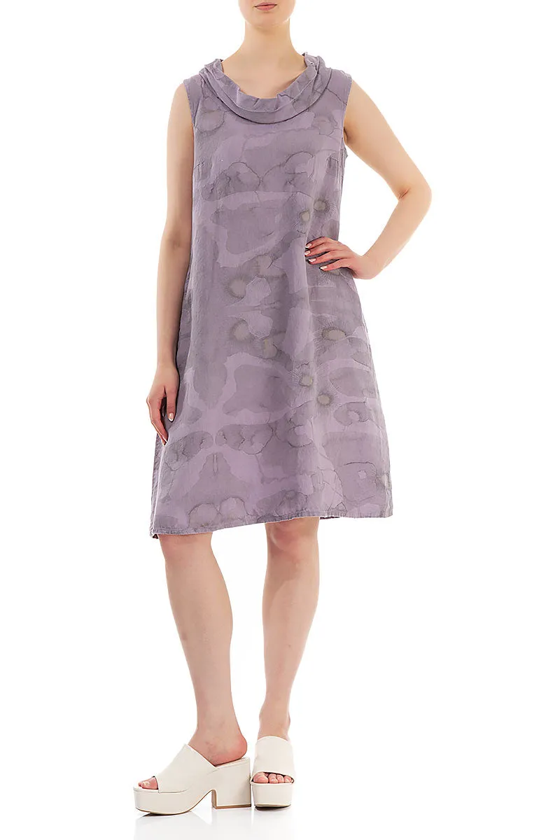 Cowl Neck Camomile Lavender Linen Midi Dress