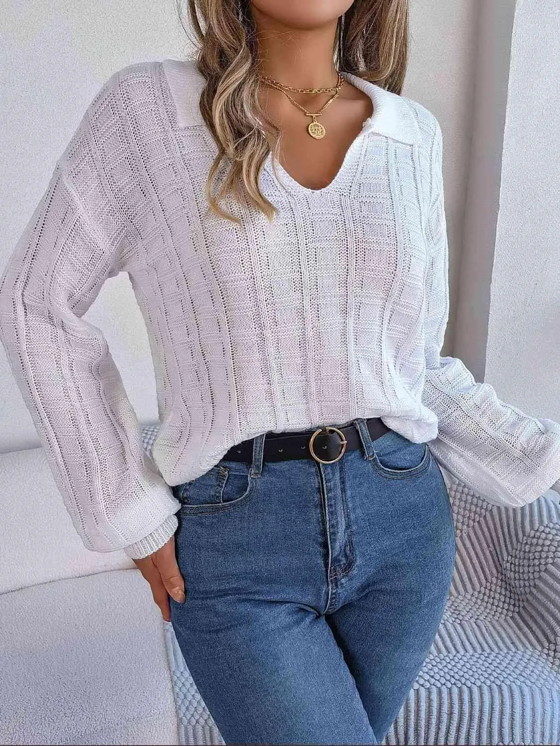 Cozy In Style Collared Knit Sweater