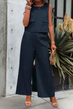 Devine Round Neck Tank and Wide Leg Pants Set