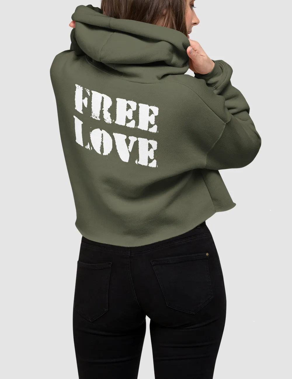 Free Love | Back Print Crop Hoodie