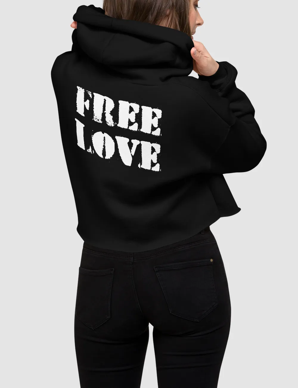Free Love | Back Print Crop Hoodie