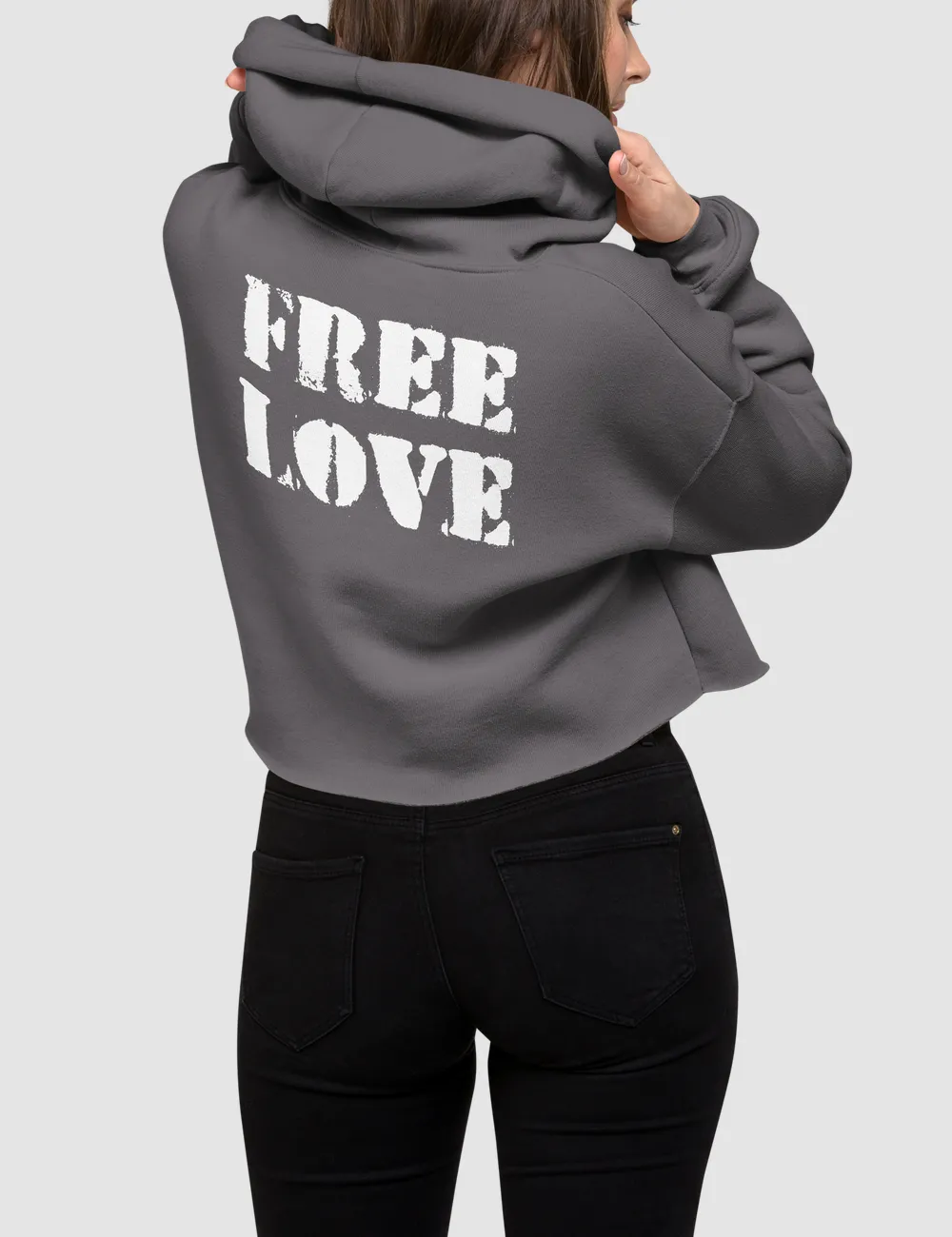 Free Love | Back Print Crop Hoodie