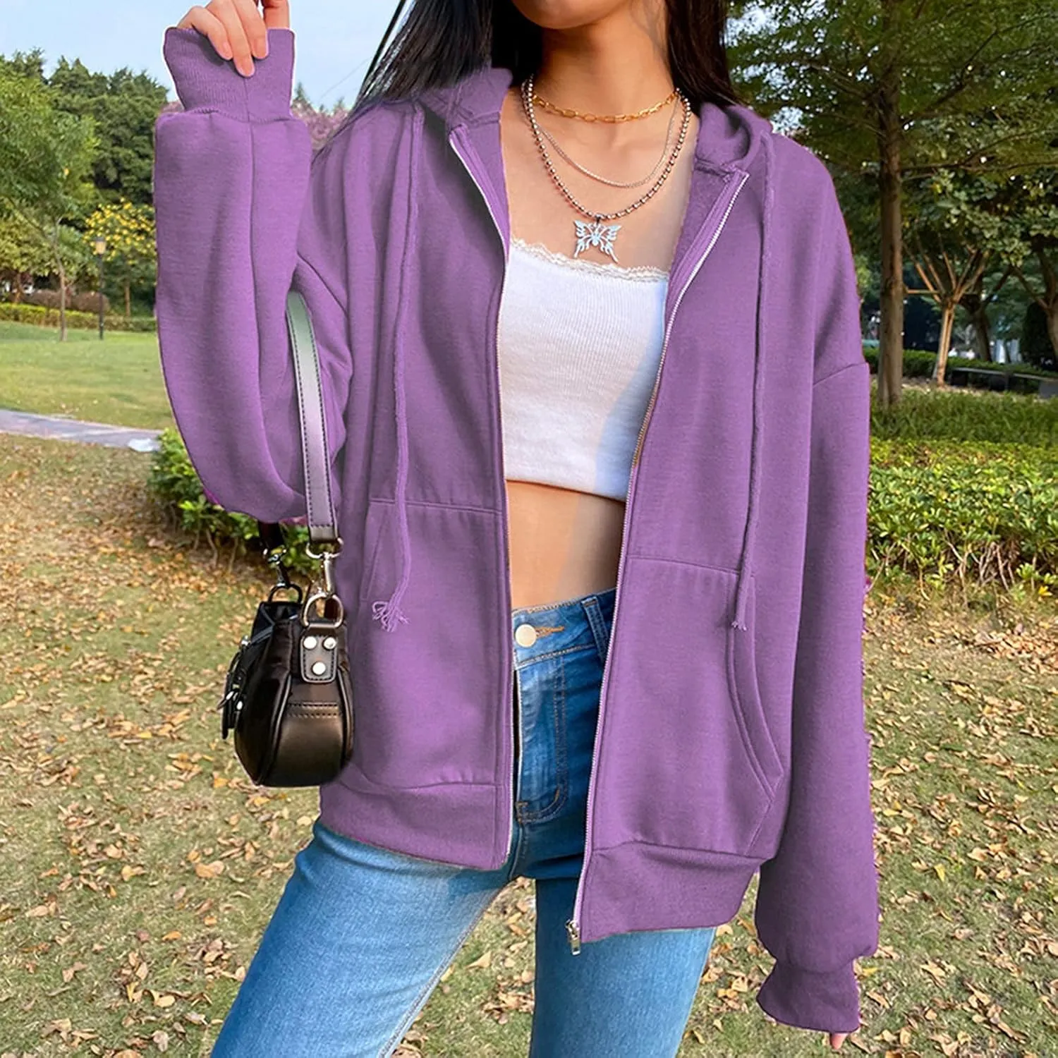 GIERIDUC Womens Zip Up Hoodies Long Sleeve Oversized Sweatshirts Super Soft Womens Sweatshirt Comfy Long Sleeve White Hoodies