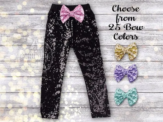 Girl's Black Sequin Pants