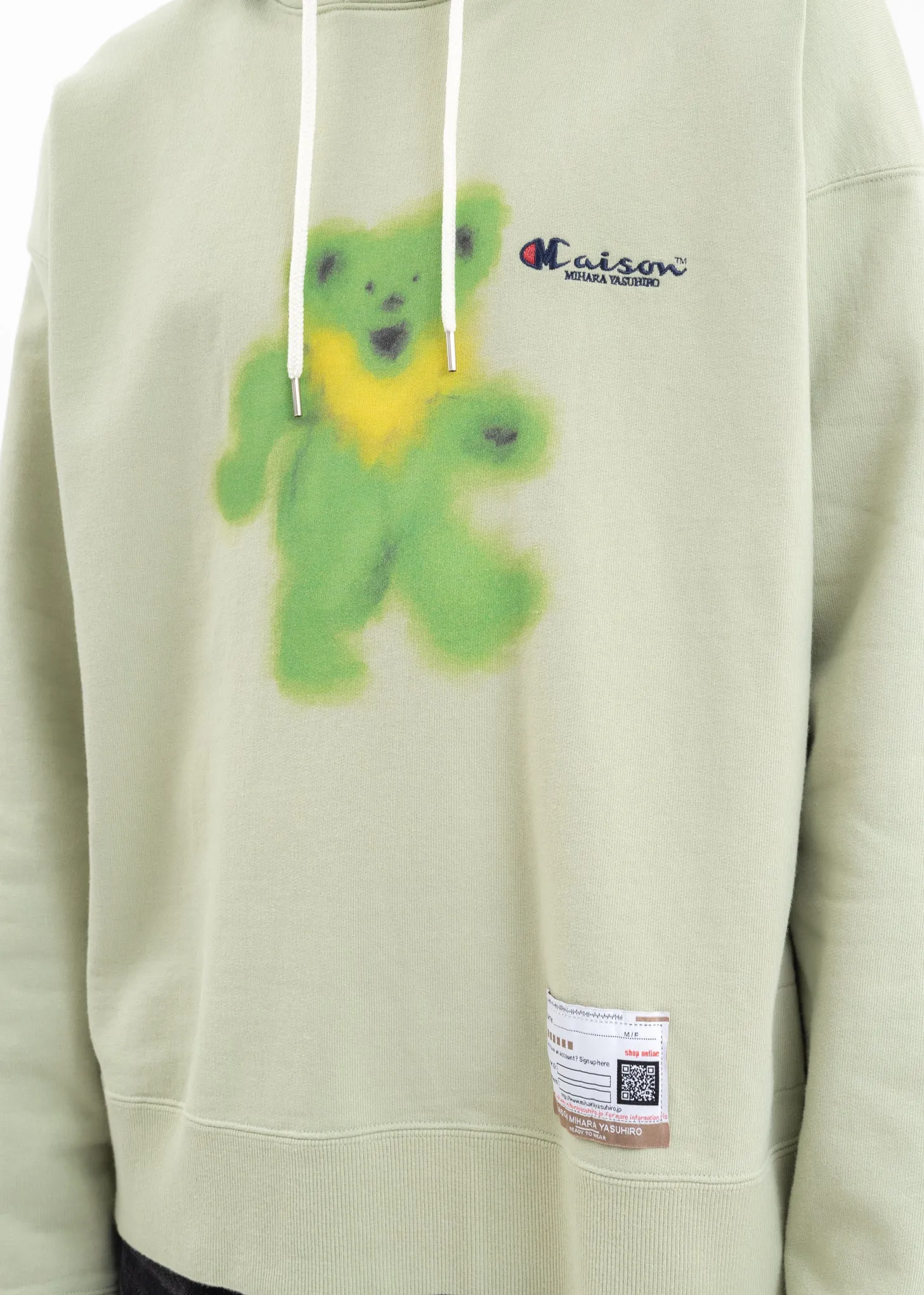 Green Bear Printed Hoodie