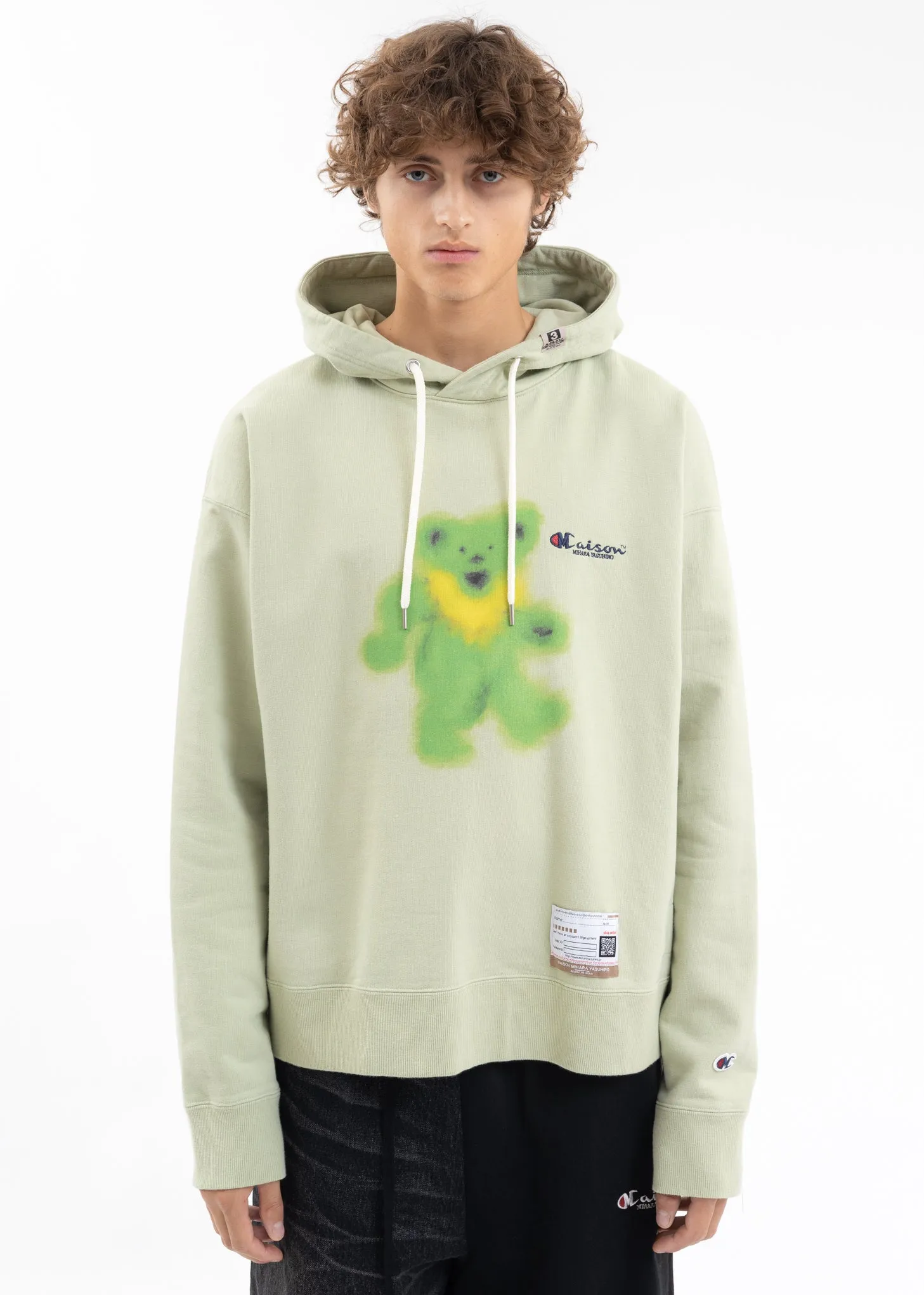 Green Bear Printed Hoodie