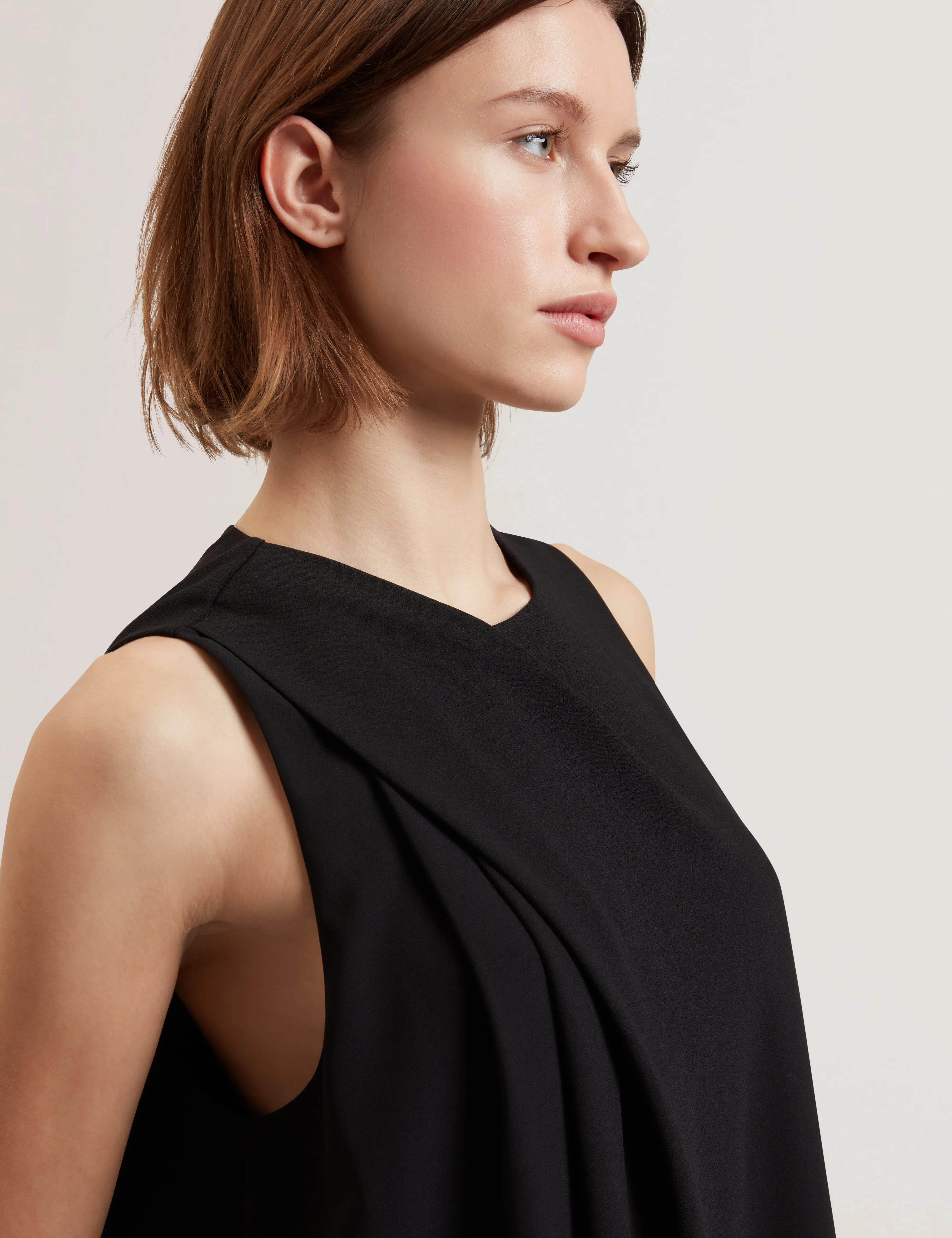Icana Drape Detail Sleeveless Top Black
