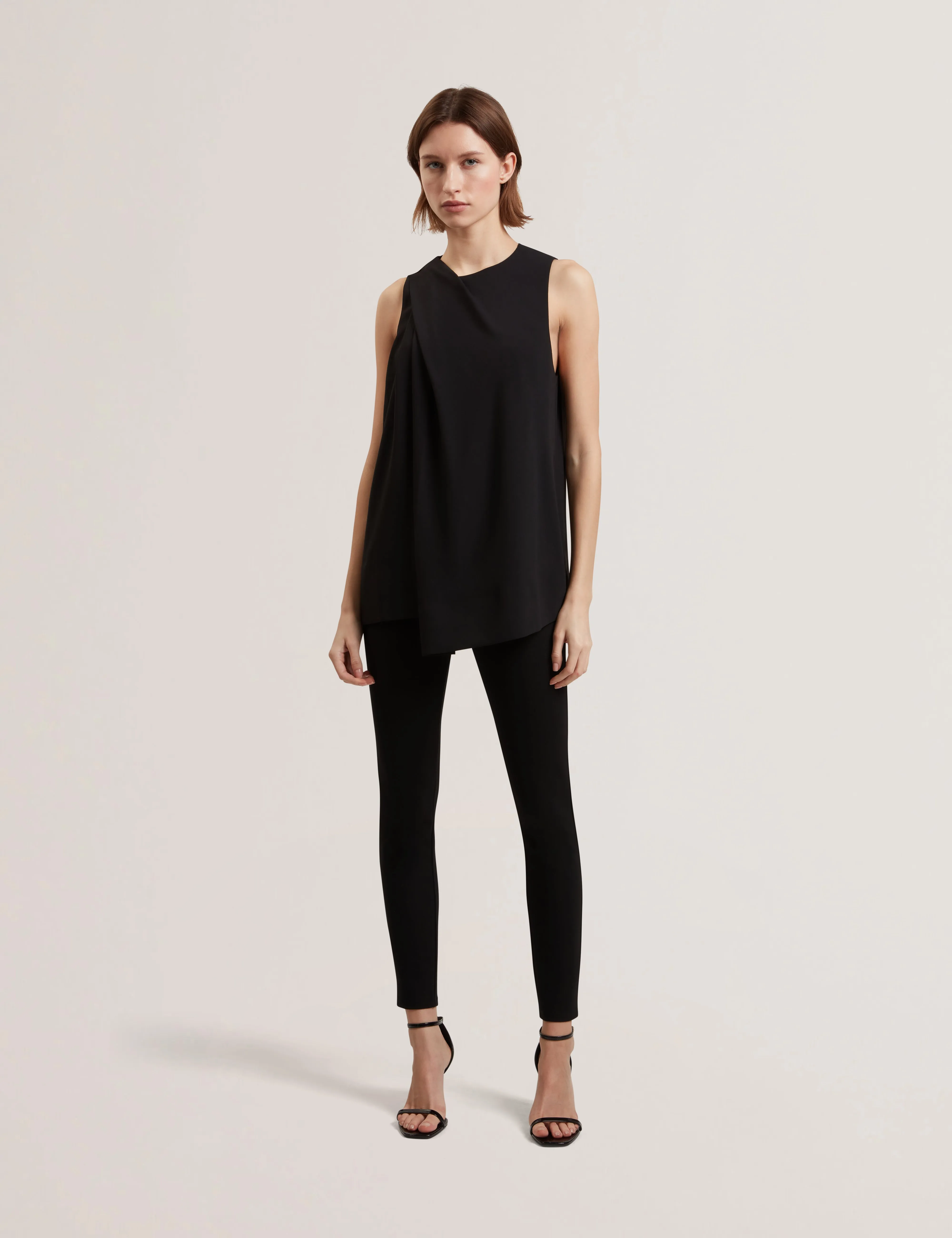 Icana Drape Detail Sleeveless Top Black