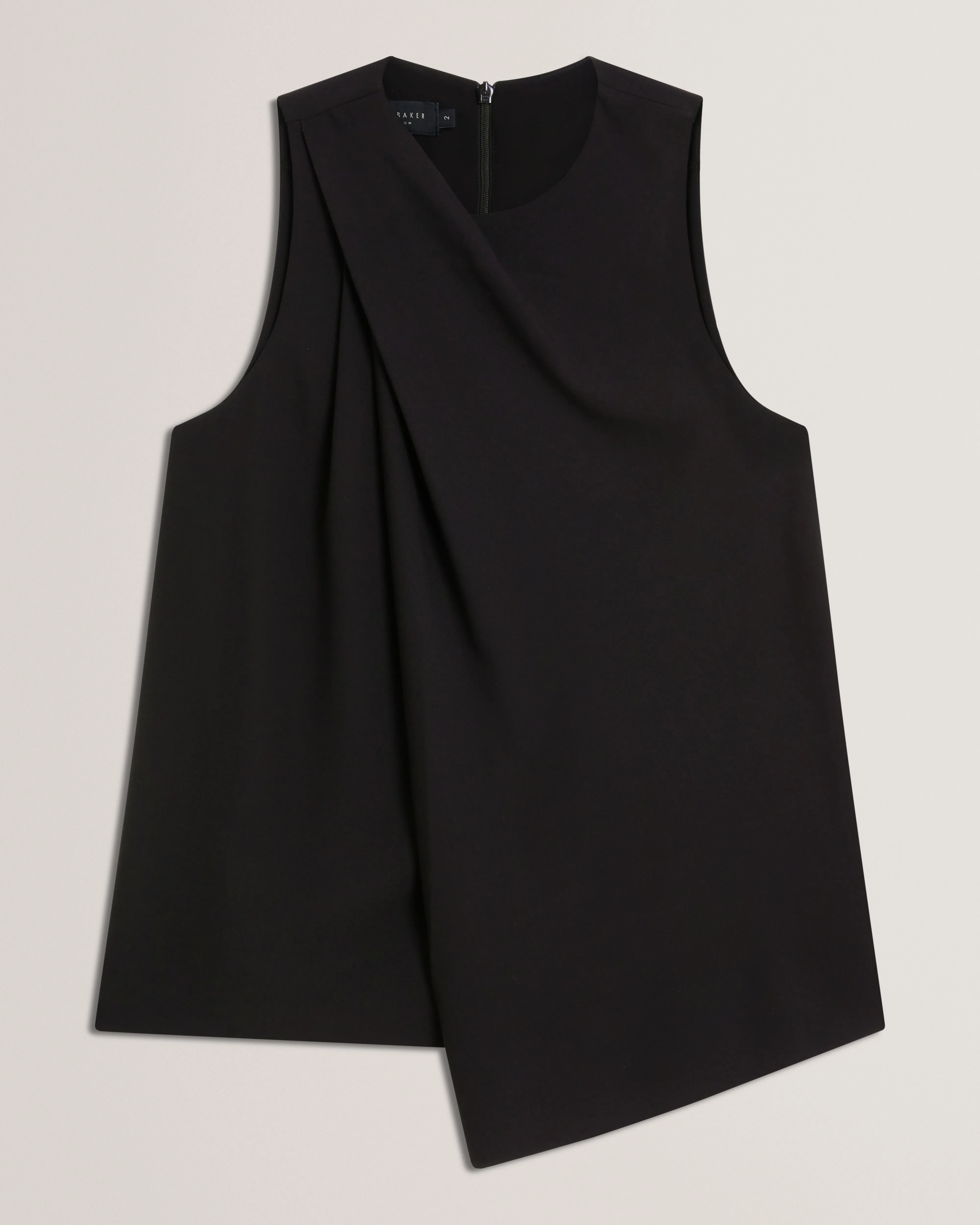 Icana Drape Detail Sleeveless Top Black
