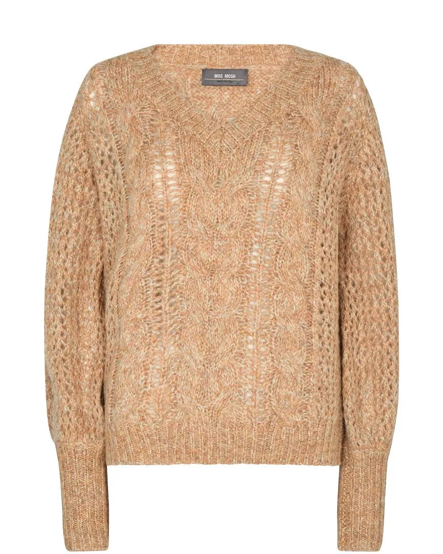 Imma V-Neck Cable Knit | Chipmunk
