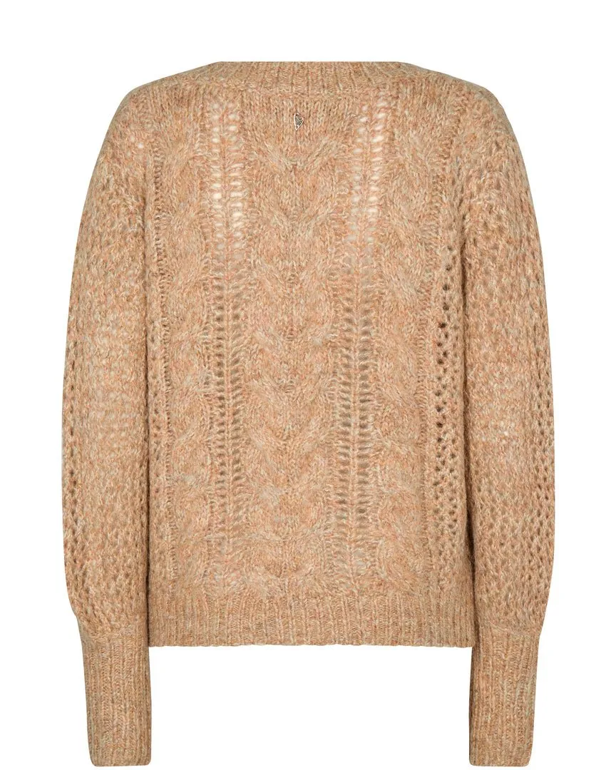 Imma V-Neck Cable Knit | Chipmunk