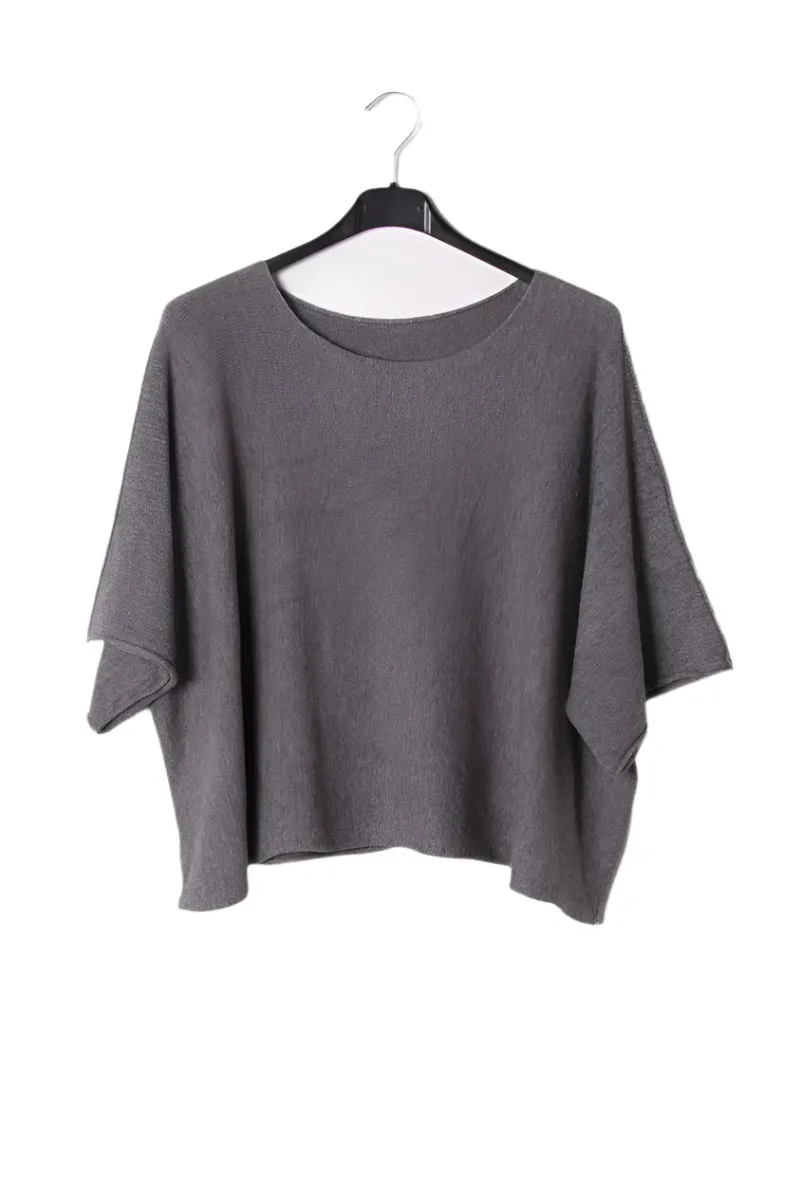 Italian Boxy Cropped Chunky Knit Sweater One Size