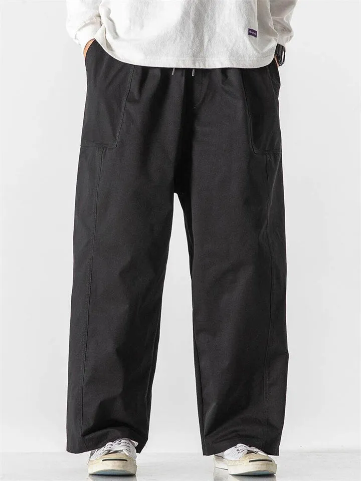 Japanese Style Men's Trendy Cropped Straight Cargo Pants