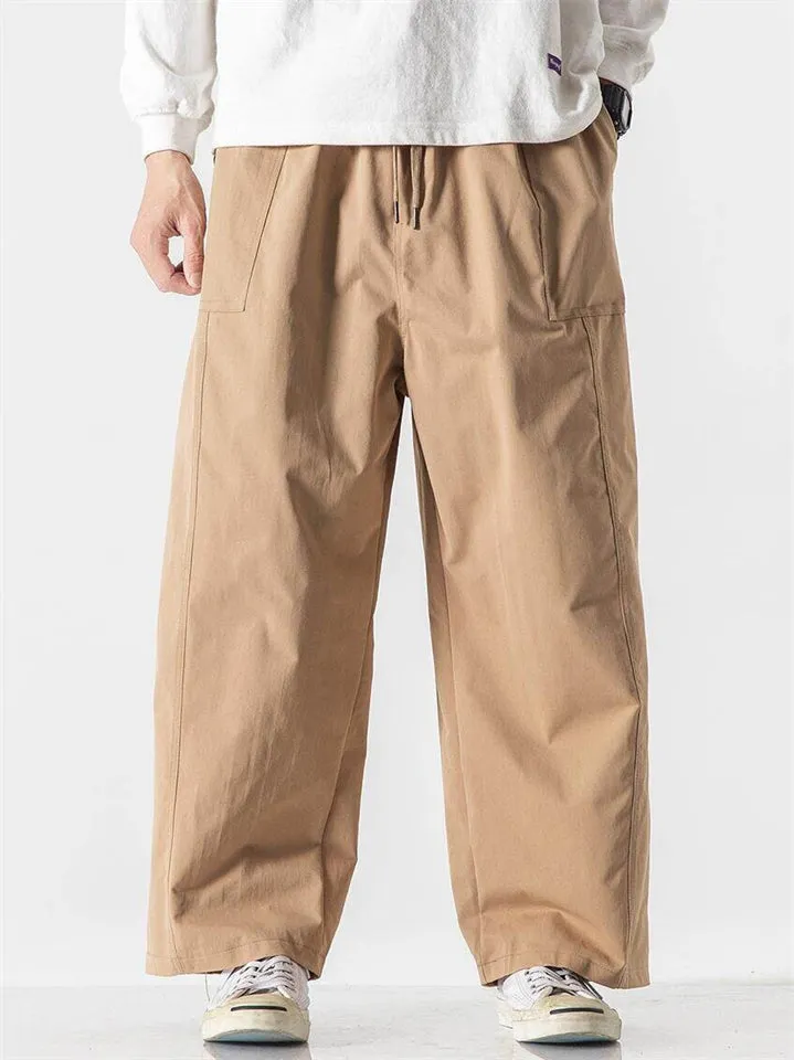 Japanese Style Men's Trendy Cropped Straight Cargo Pants