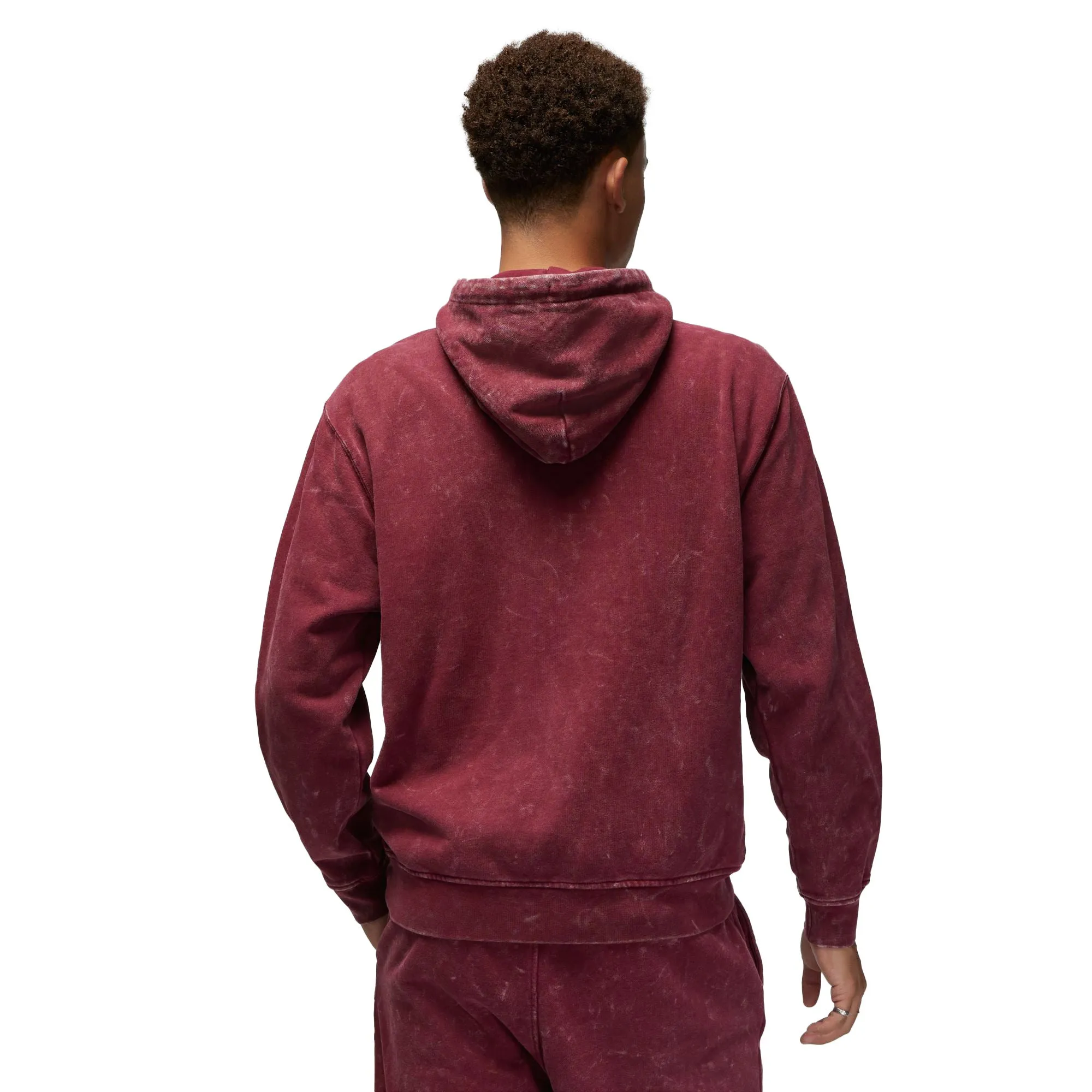 Jordan Flight Fleece Men's Washed Pullover Hoodie Wine Maroon