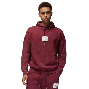 Jordan Flight Fleece Men's Washed Pullover Hoodie Wine Maroon