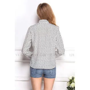 Ketty More Women's Button Closure Polka Dots Casual Shirt-KMWSB728