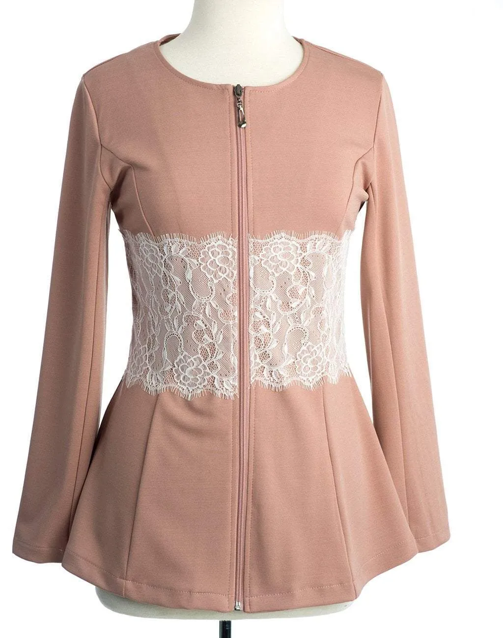 Lace Detail zipper Jacket